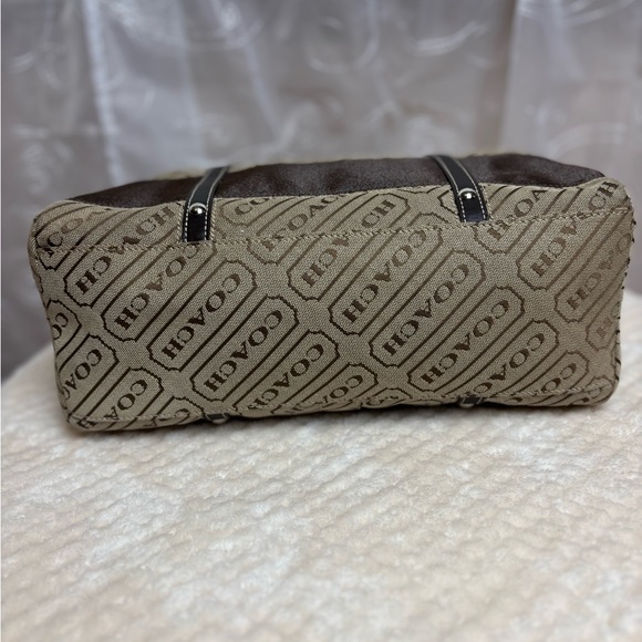 Coach Vintage Signature Logo Brown Stripe canvas Bag/Tote - Picture 8 of 15